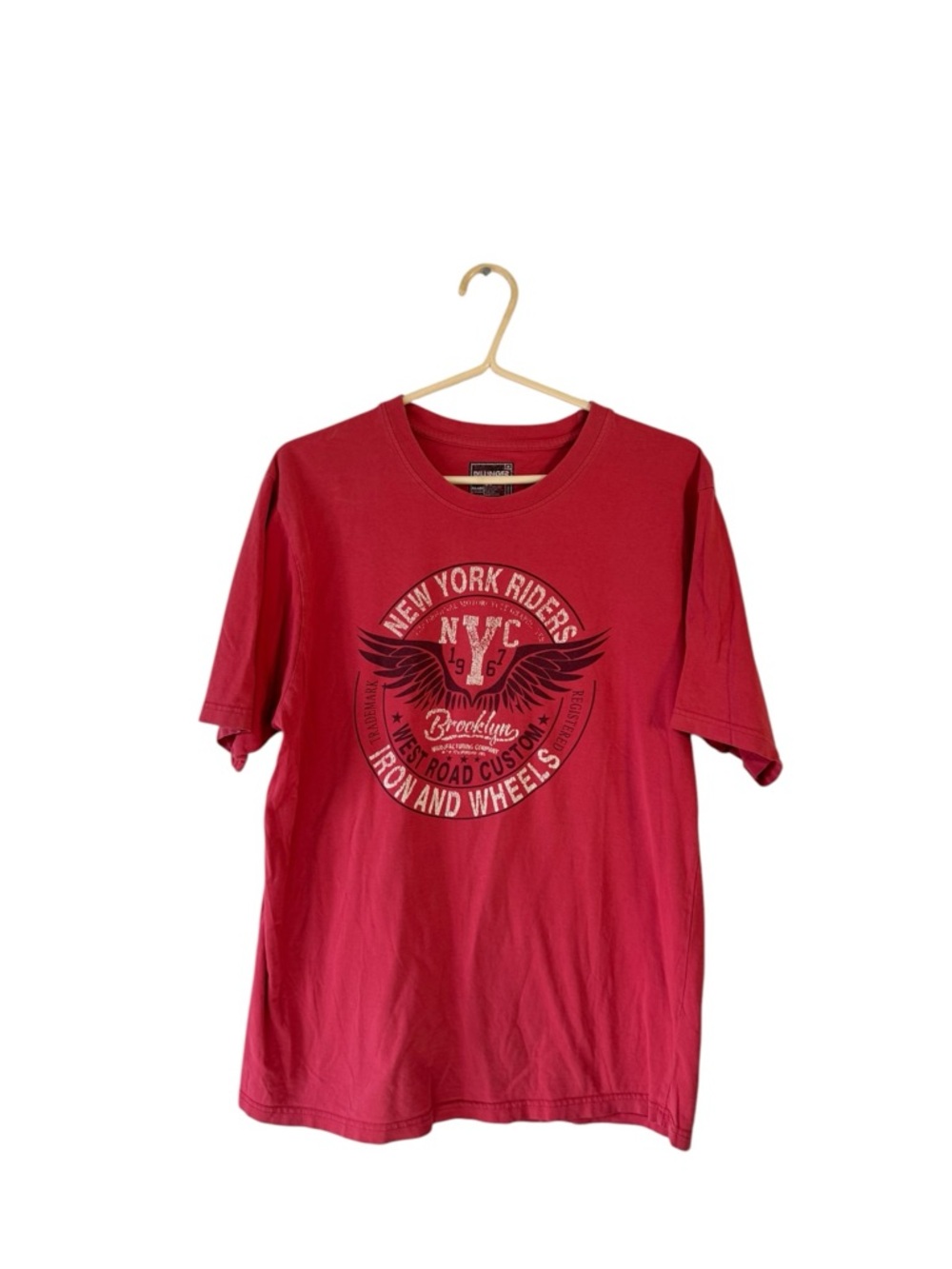 Vintage Style NYC Biker Graphic Tee | Red Distressed T-Shirt